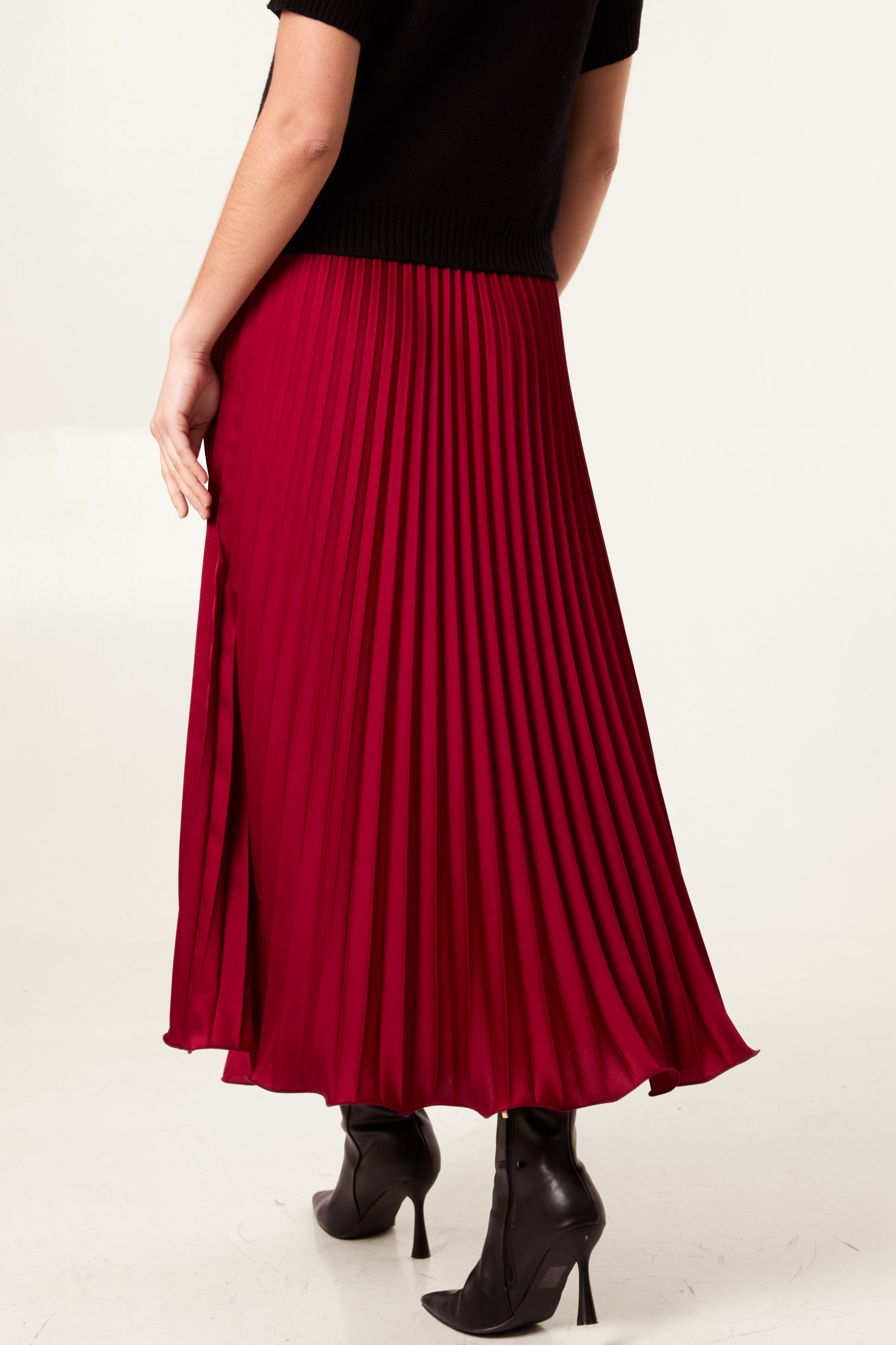 Satin Pleated Maxi Skirt