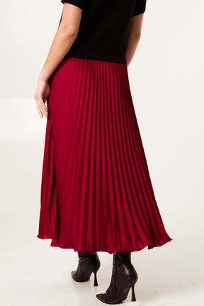 Satin Pleated Maxi Skirt