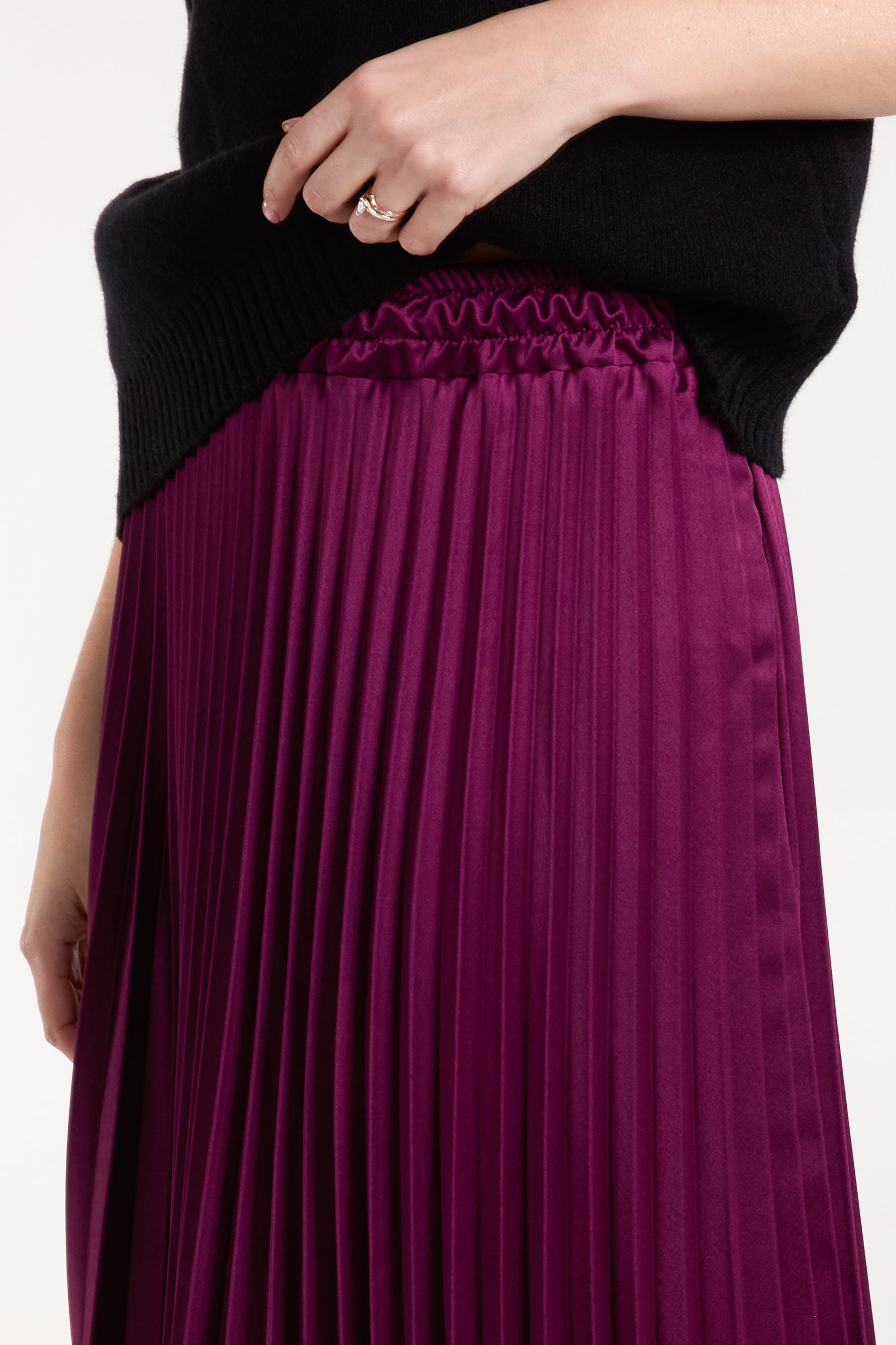 Satin Pleated Maxi Skirt