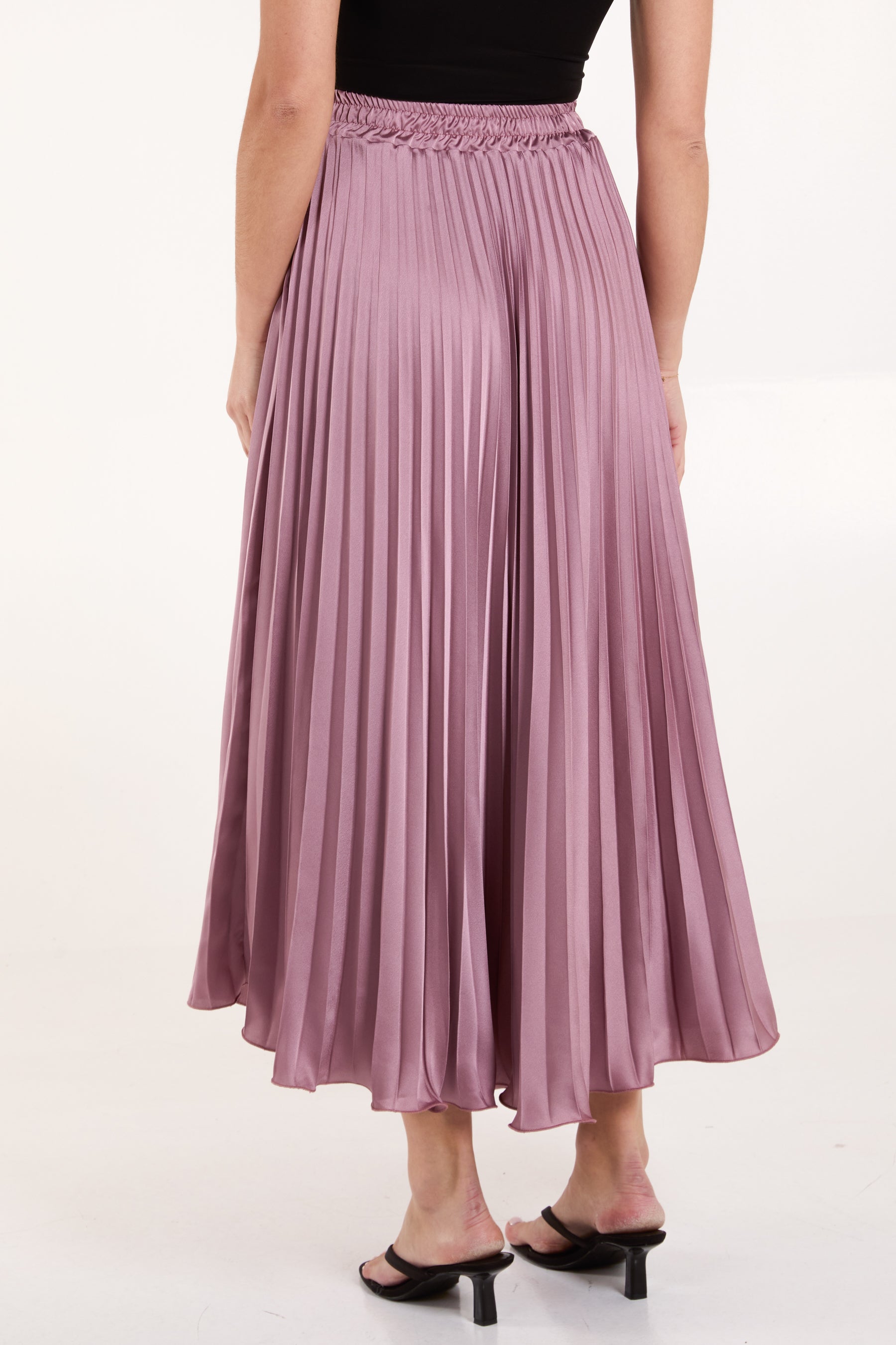 Satin Pleated Maxi Skirt