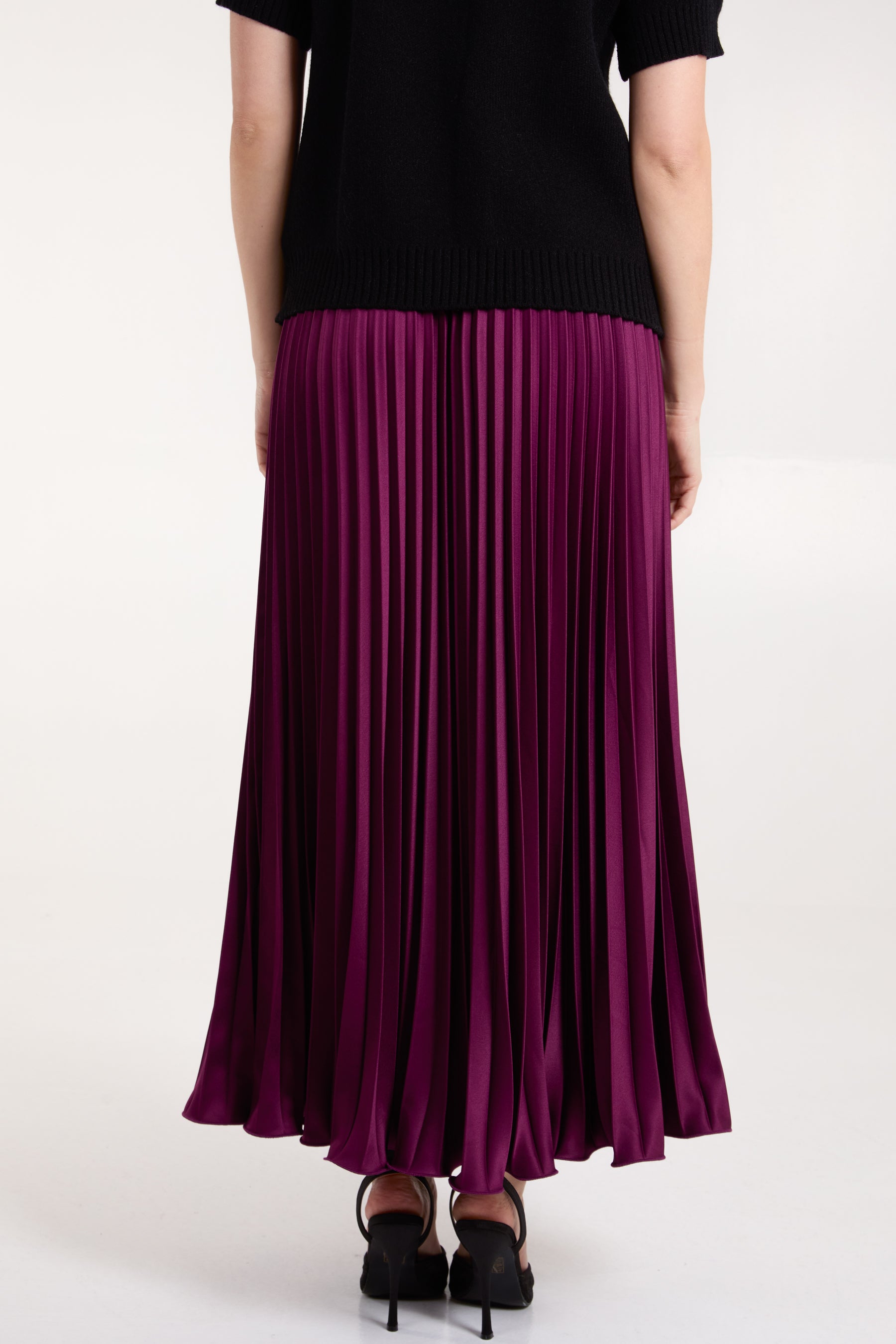 Satin Pleated Maxi Skirt