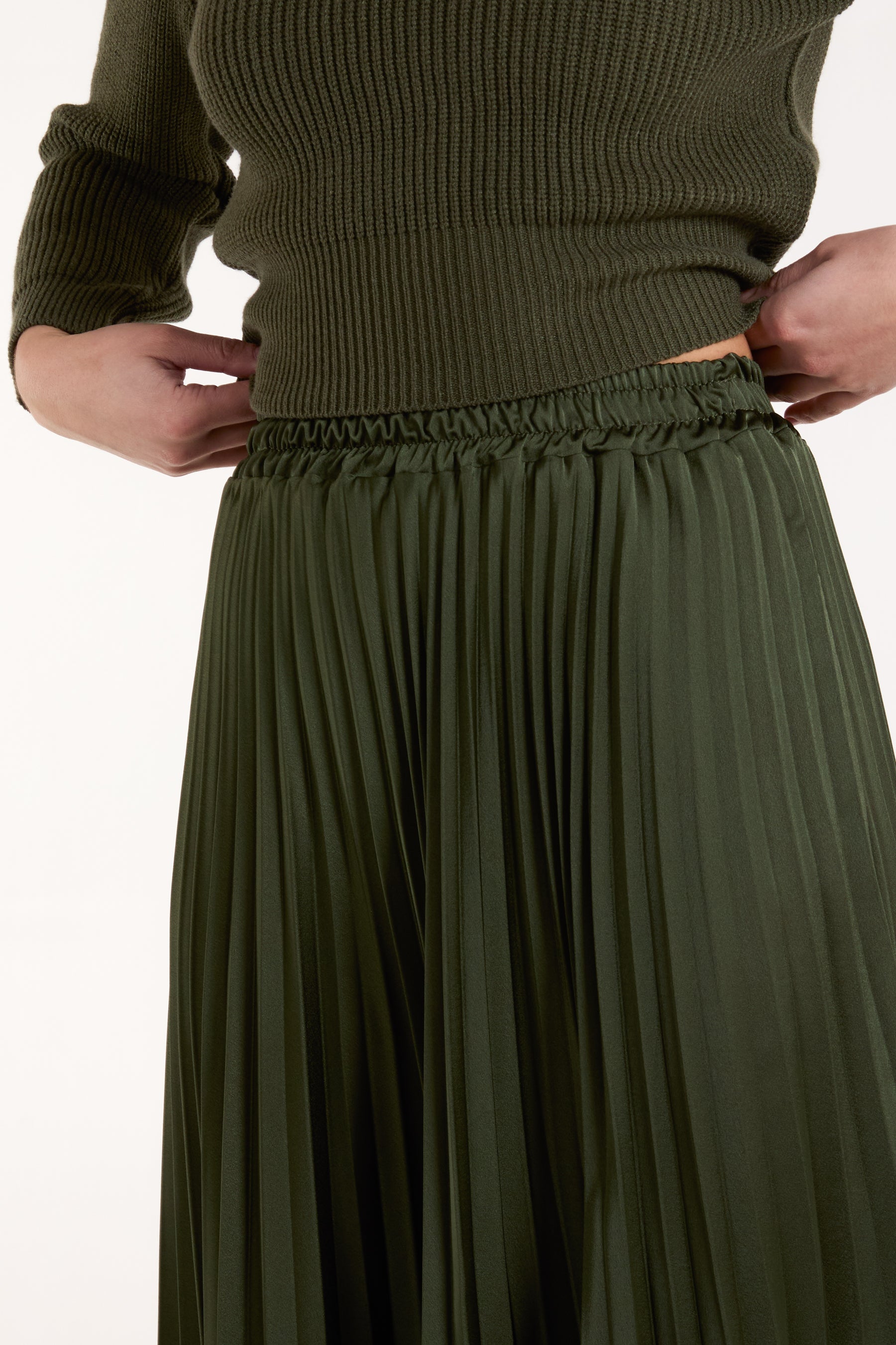 Satin Pleated Maxi Skirt