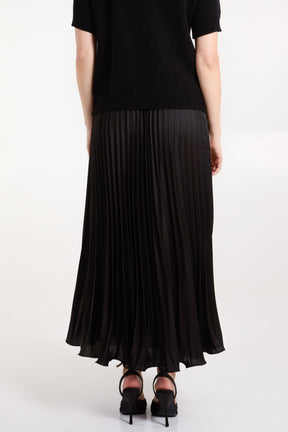 Satin Pleated Maxi Skirt