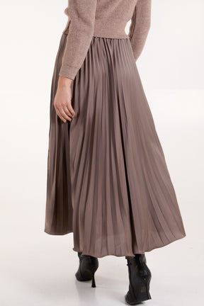 Satin Pleated Maxi Skirt