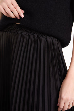 Satin Pleated Maxi Skirt