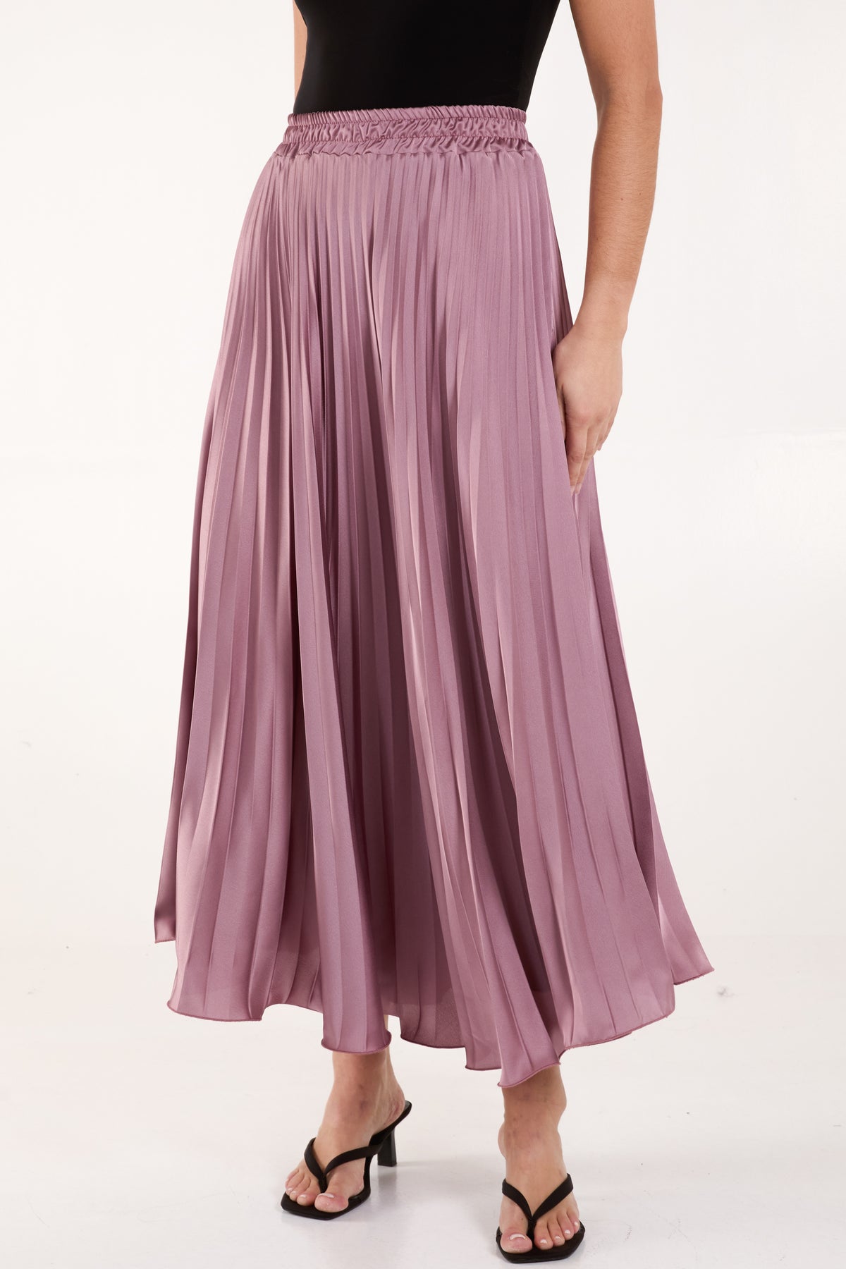 Satin Pleated Maxi Skirt