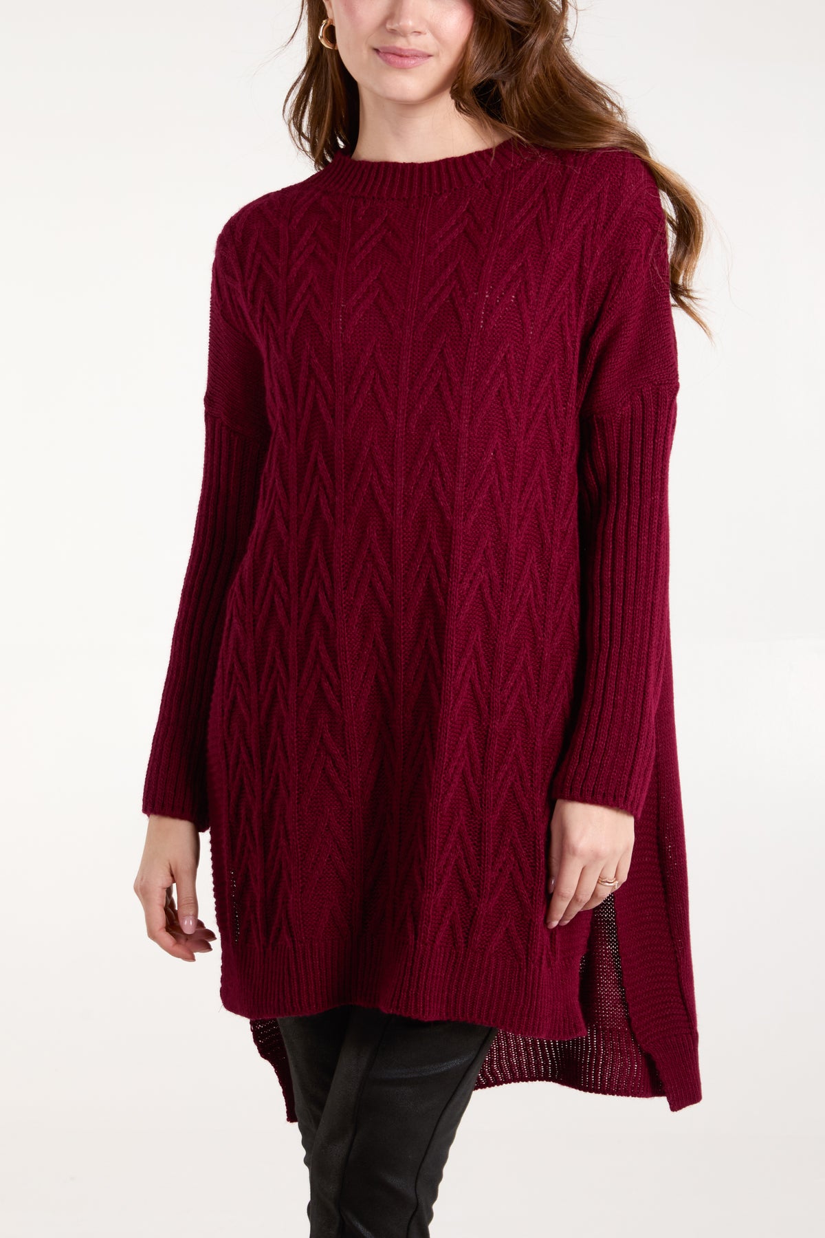 Textured Knit Side Split Jumper