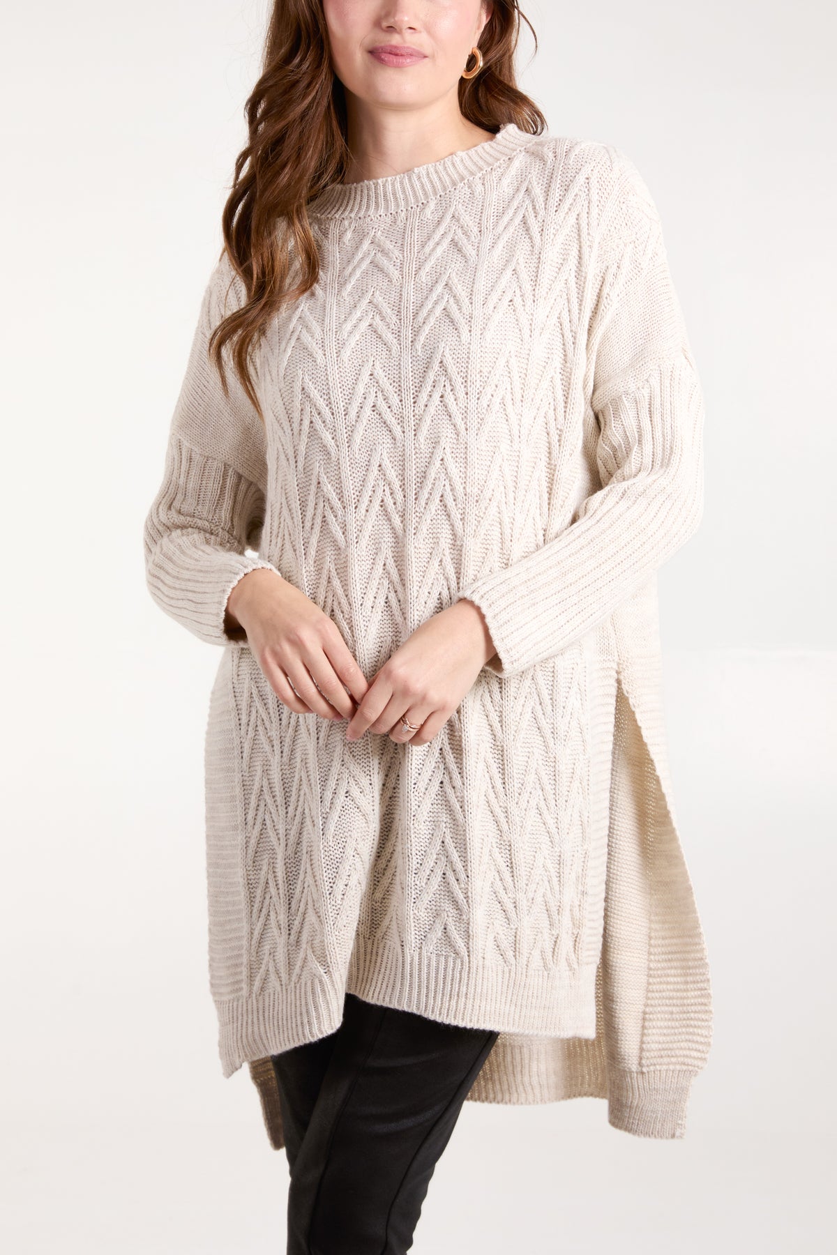 Textured Knit Side Split Jumper