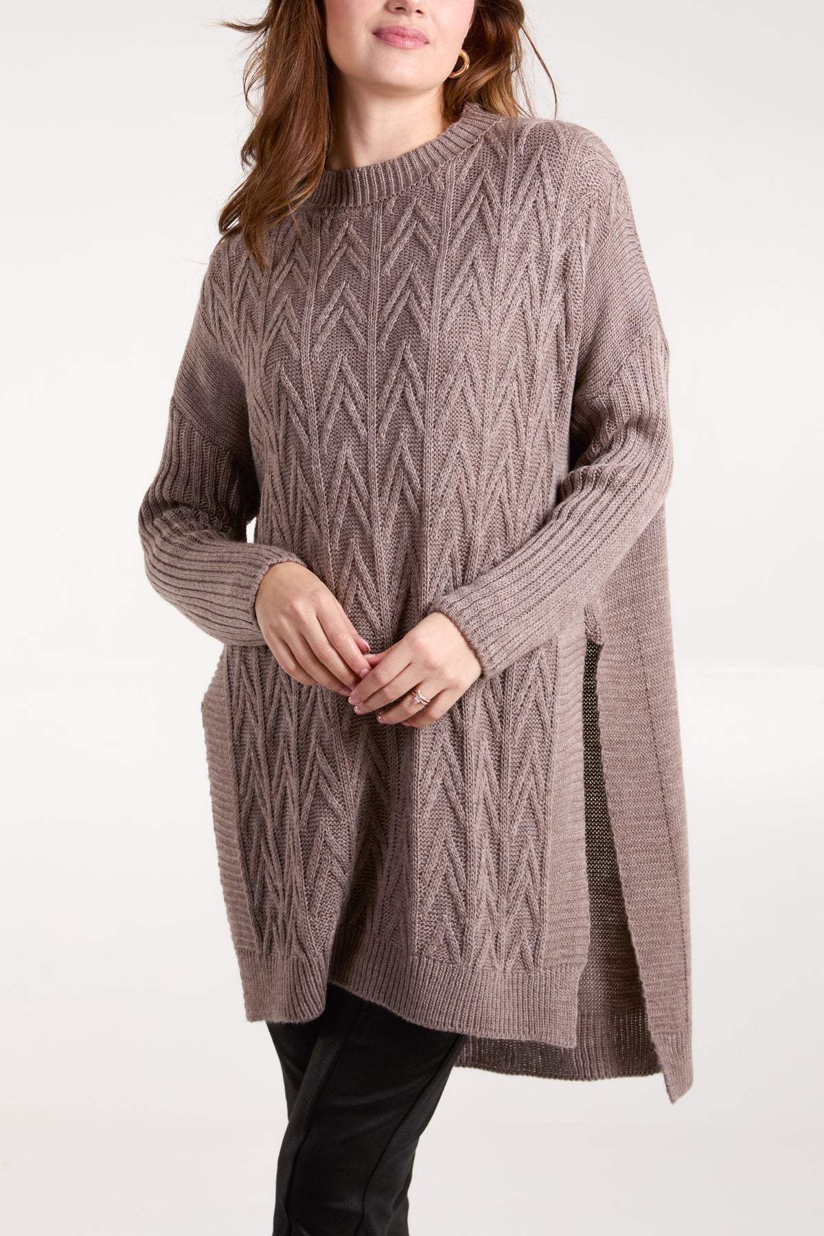 Textured Knit Side Split Jumper