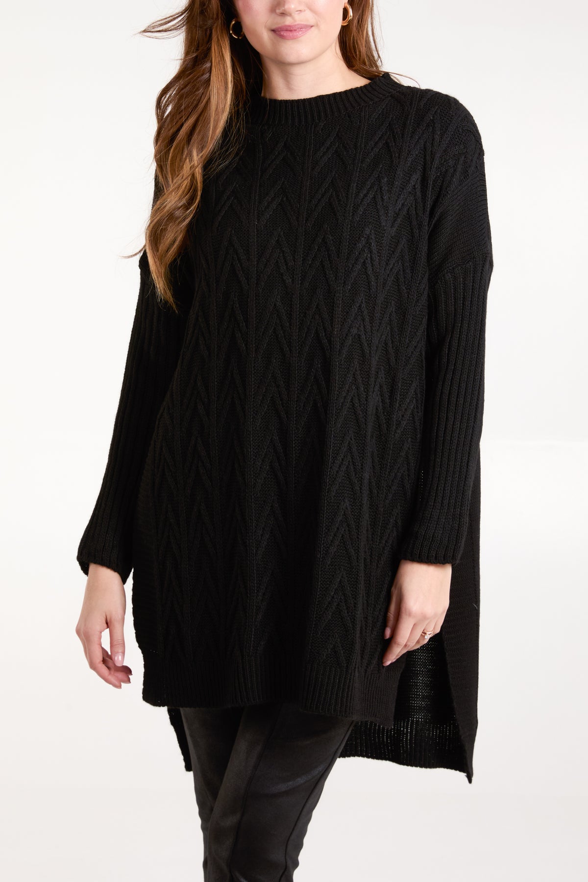 Textured Knit Side Split Jumper