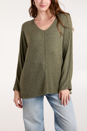 Lurex Trim V-Neck Fine Knit Jumper