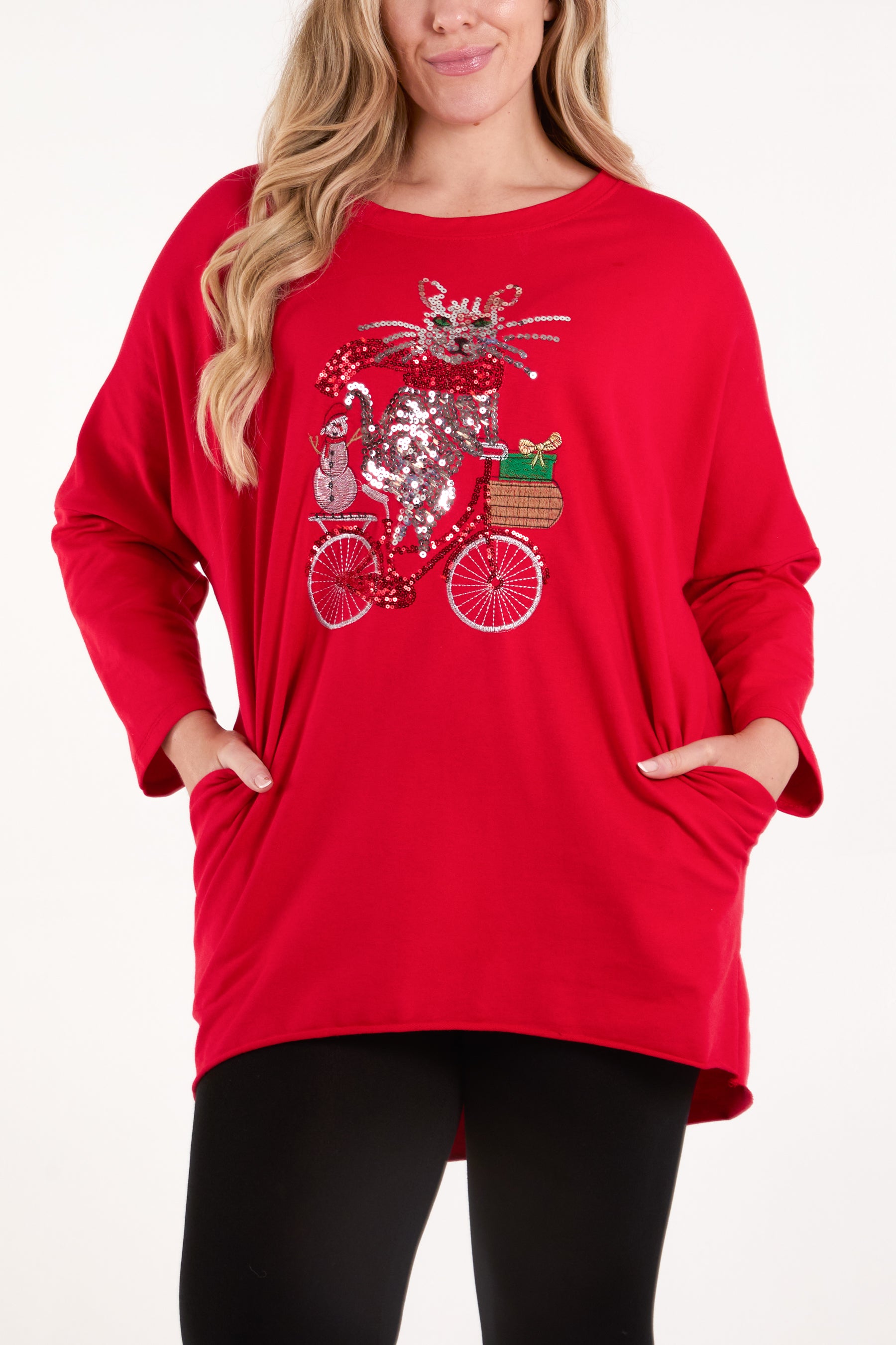 Sequin Cat Bike Sweat Top