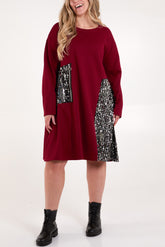 Sequin Insert Long Sleeve Sweat Dress