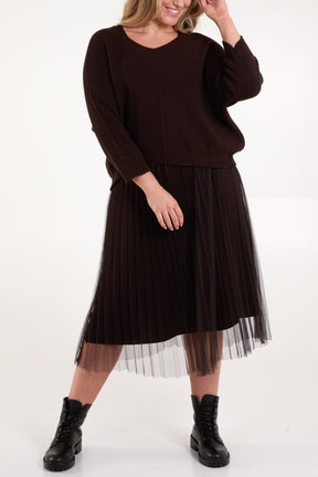 Tulle Midi Dress & Texture Jumper