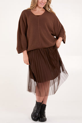 Tulle Midi Dress & Texture Jumper