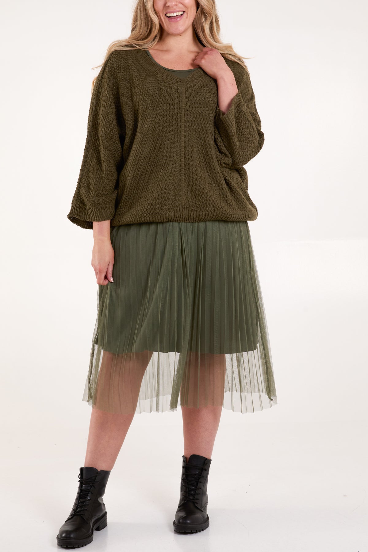 Tulle Midi Dress & Texture Jumper