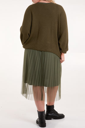 Tulle Midi Dress & Texture Jumper