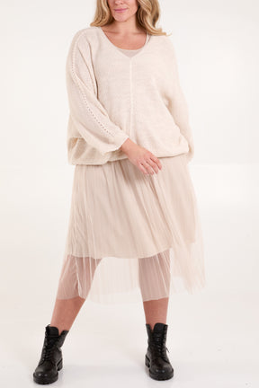 Tulle Midi Dress & Texture Jumper