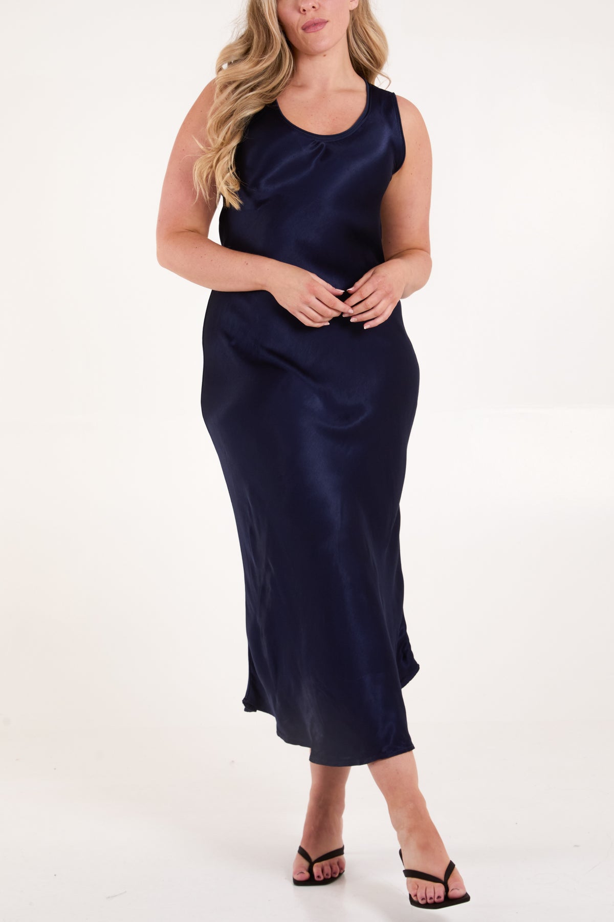 V-Neck Bias Satin Maxi Dress