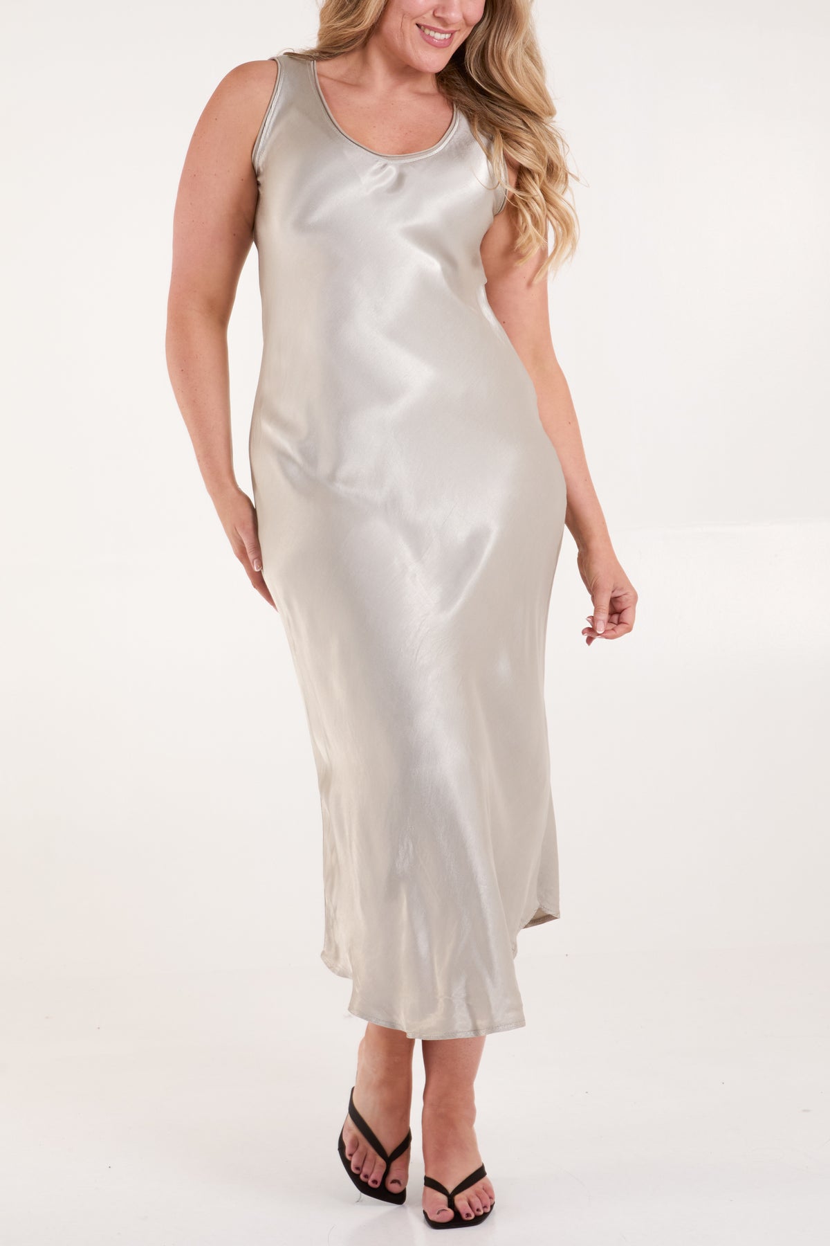 V-Neck Bias Satin Maxi Dress