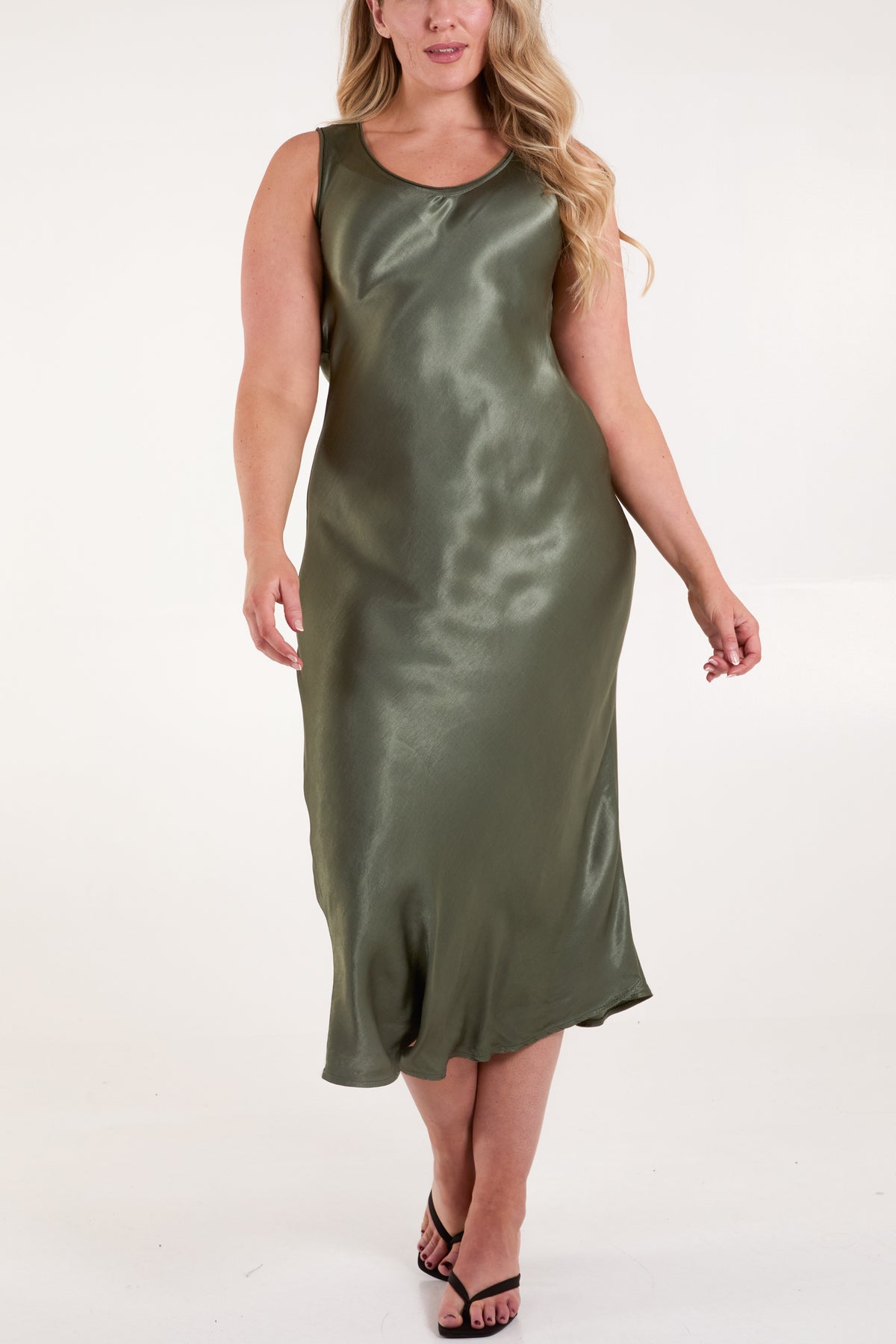 V-Neck Bias Satin Maxi Dress