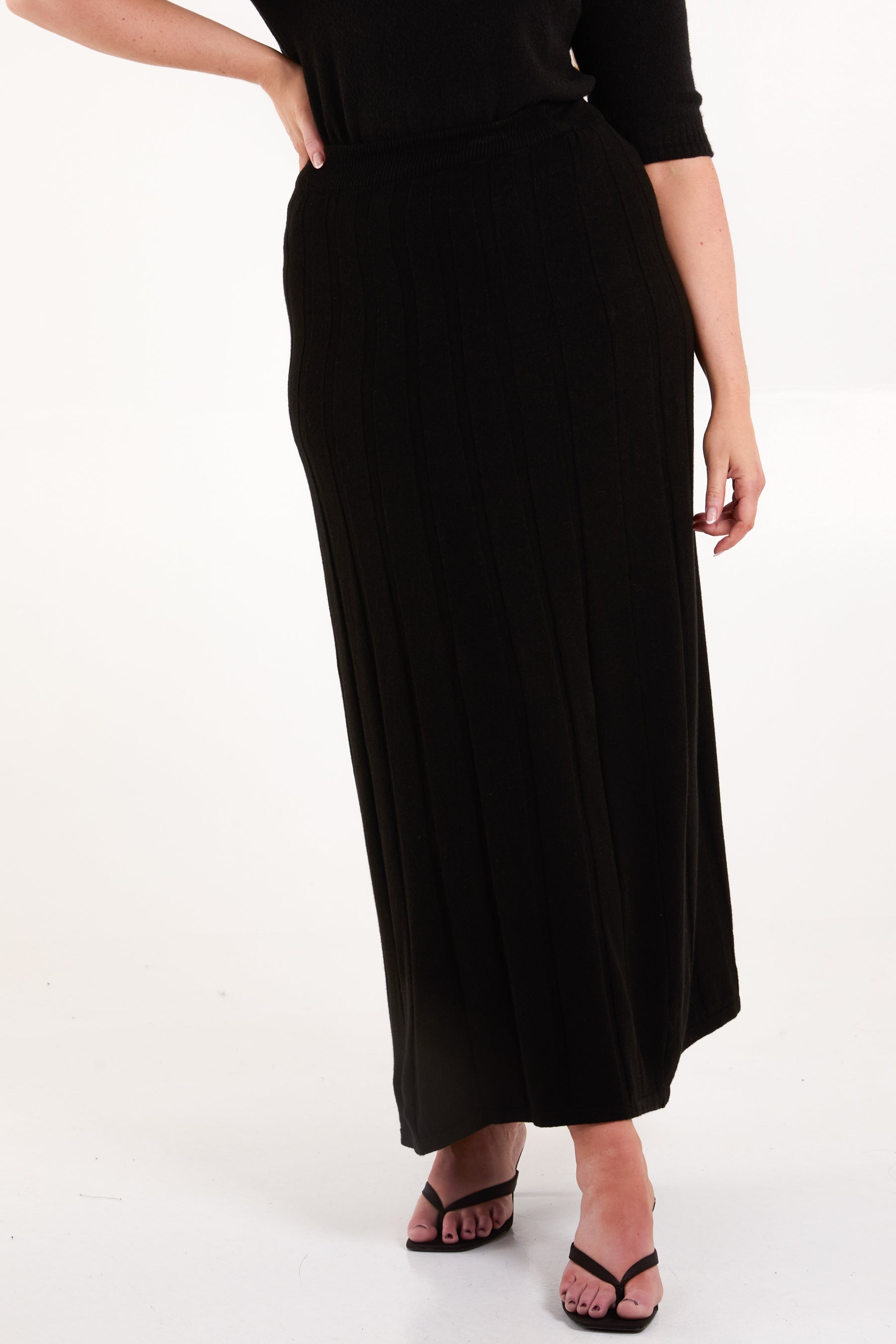 Pleated Soft Touch Knit Maxi Skirt