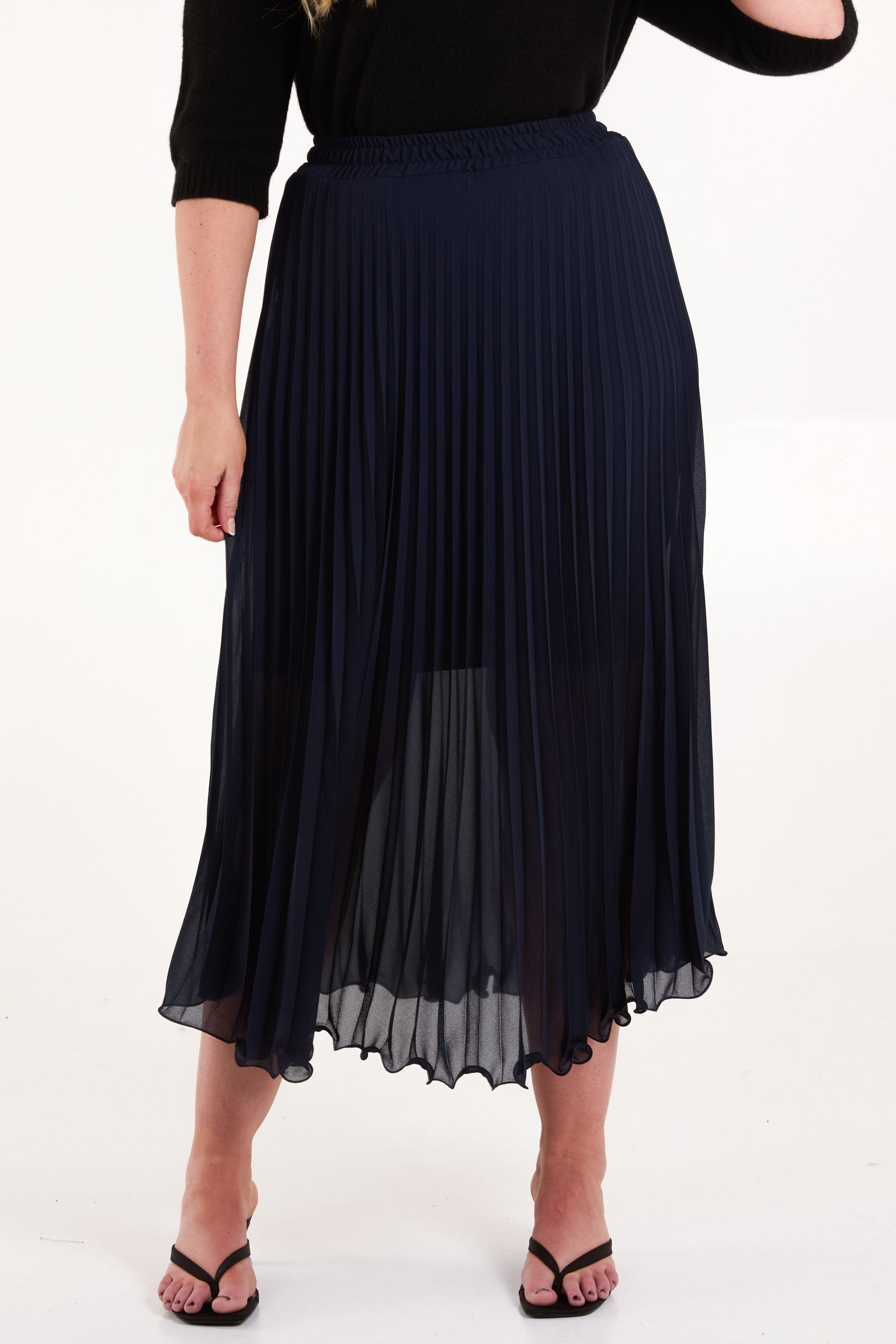 Chiffon Pleated Midi Skirt