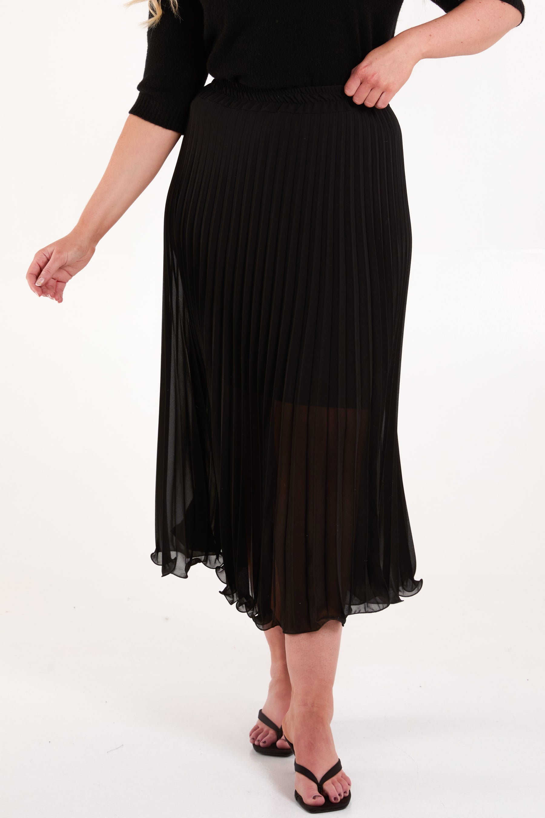 Chiffon Pleated Midi Skirt