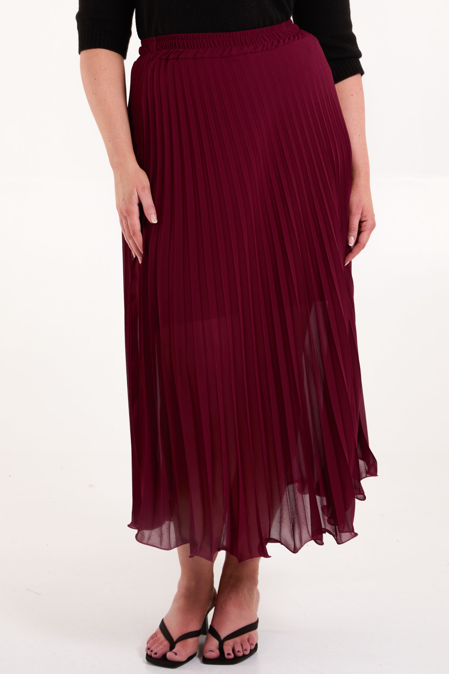 Chiffon Pleated Midi Skirt