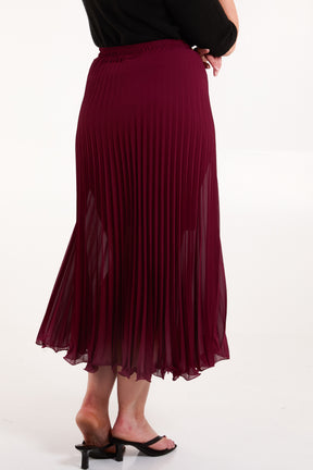 Chiffon Pleated Midi Skirt