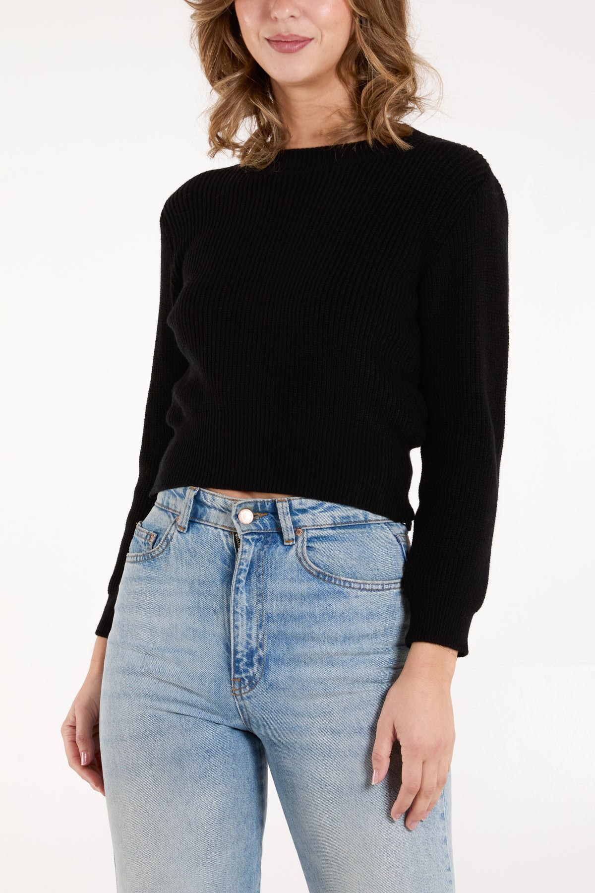 Rib Chunky Knit Cropped Jumper