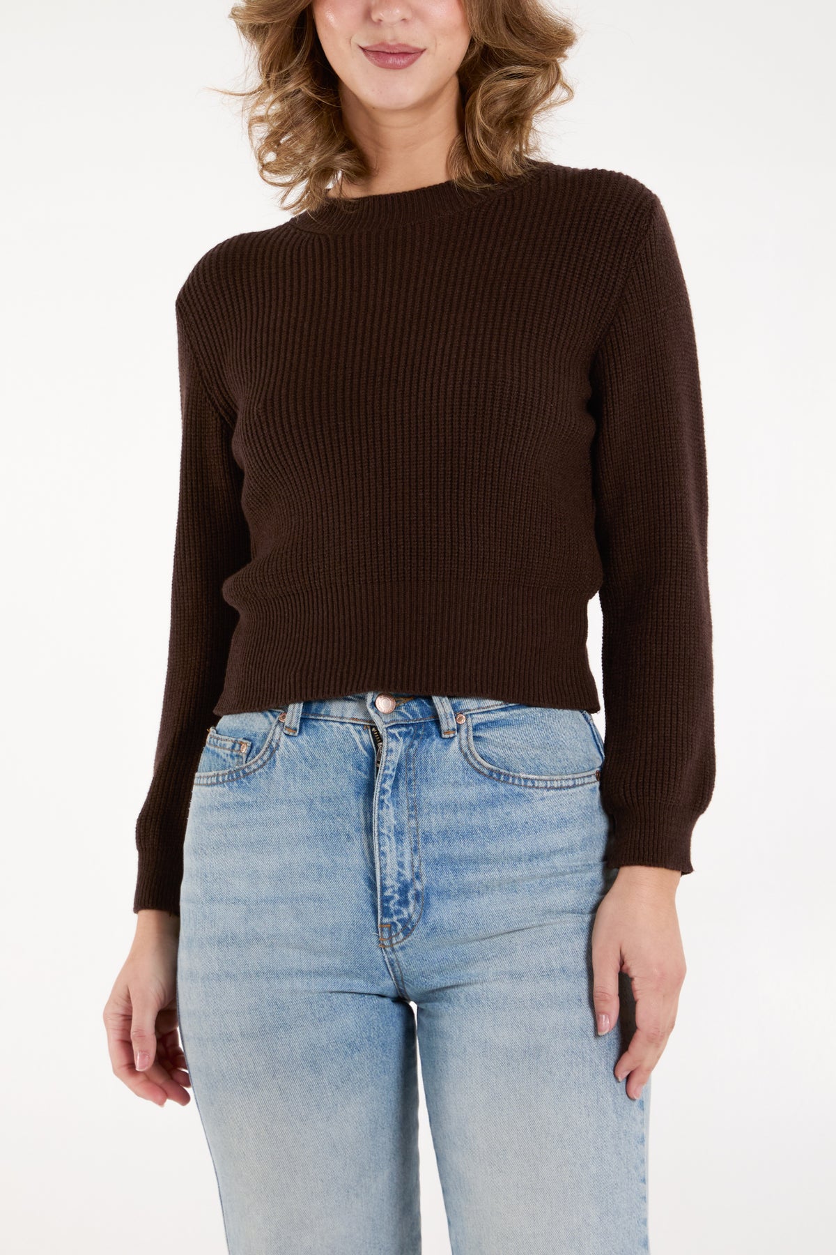 Rib Chunky Knit Cropped Jumper