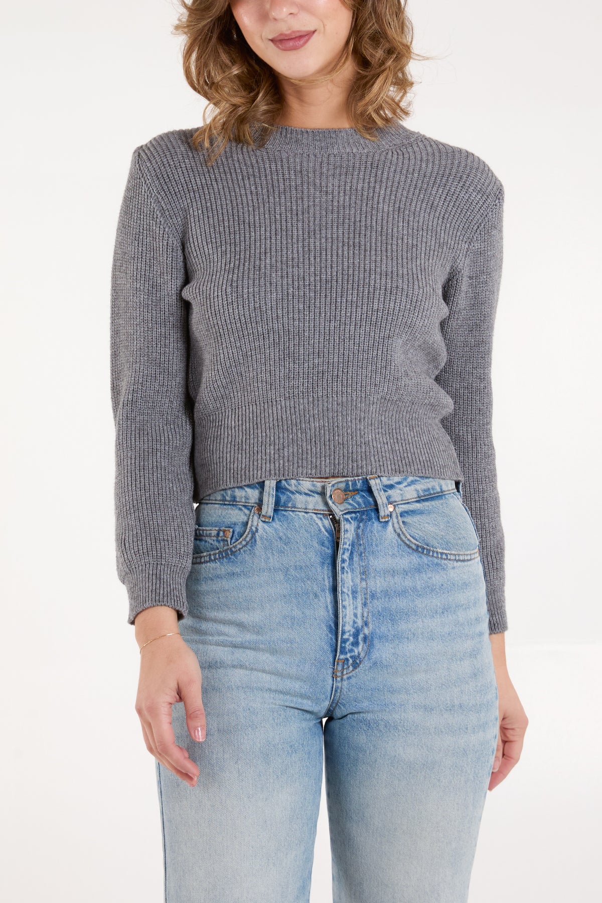 Rib Chunky Knit Cropped Jumper