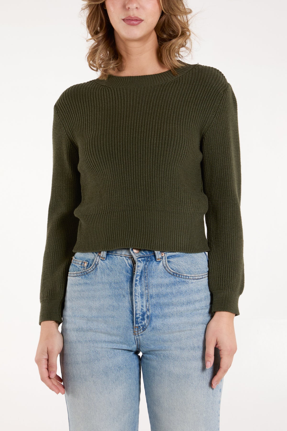 Rib Chunky Knit Cropped Jumper