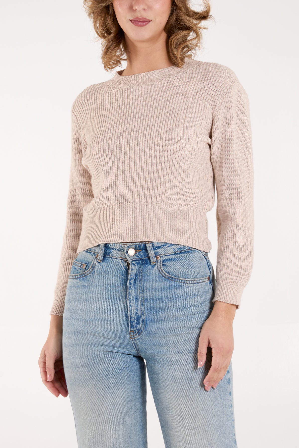 Rib Chunky Knit Cropped Jumper