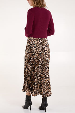 Jumper & Leopard Pleated Skirt Dress