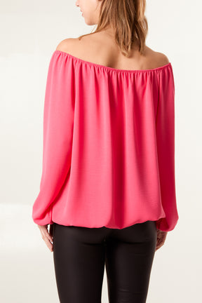 Bow Keyhole Bardot Blouse