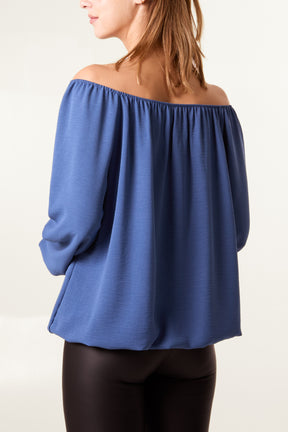 Bow Keyhole Bardot Blouse