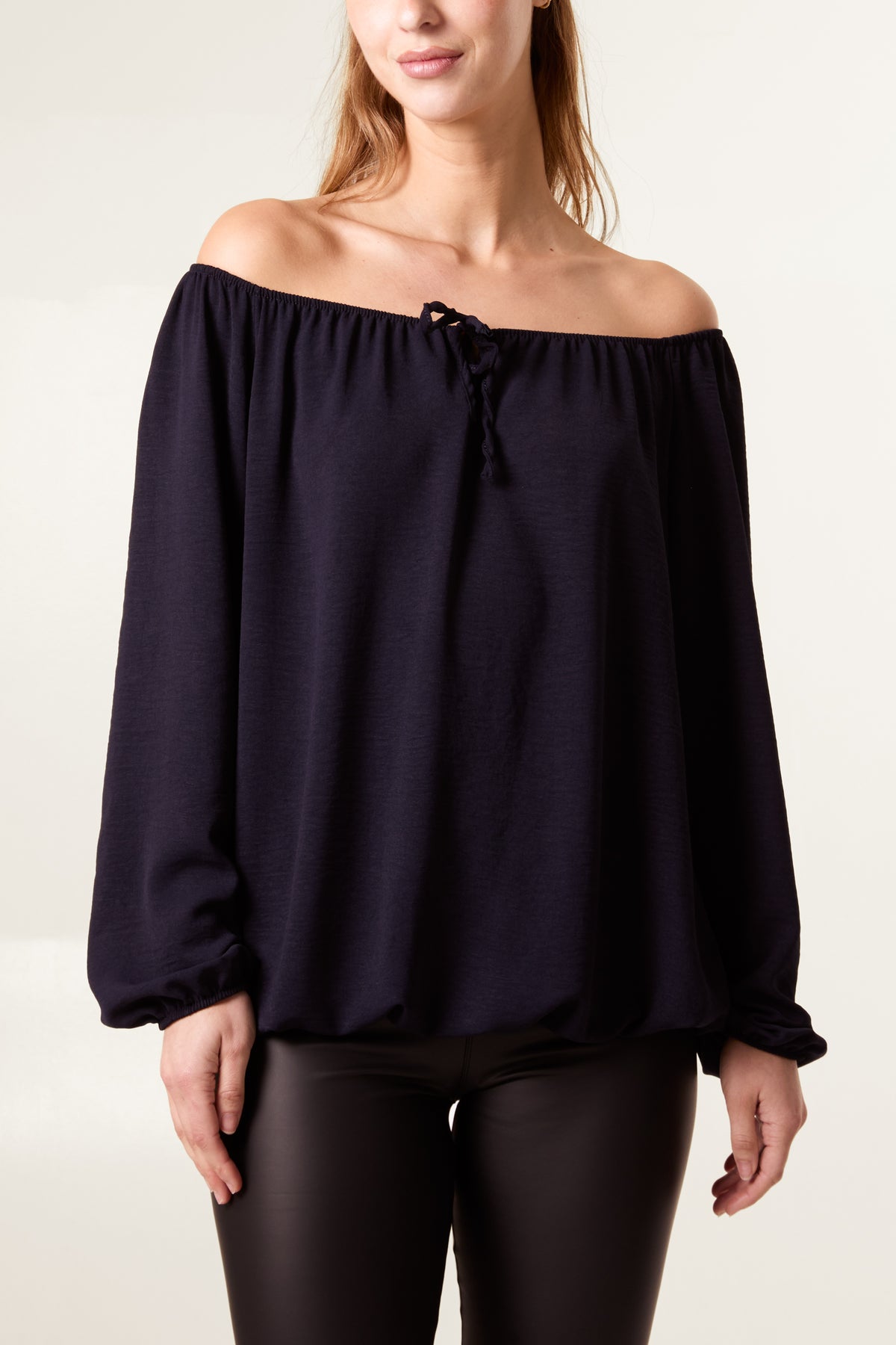 Bow Keyhole Bardot Blouse