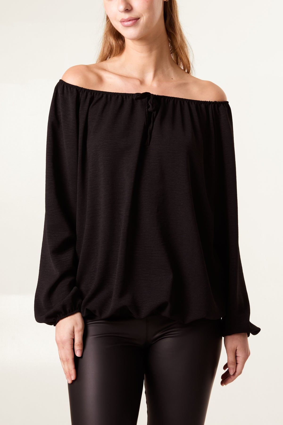 Bow Keyhole Bardot Blouse