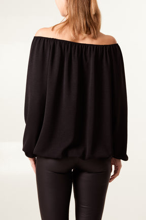 Bow Keyhole Bardot Blouse