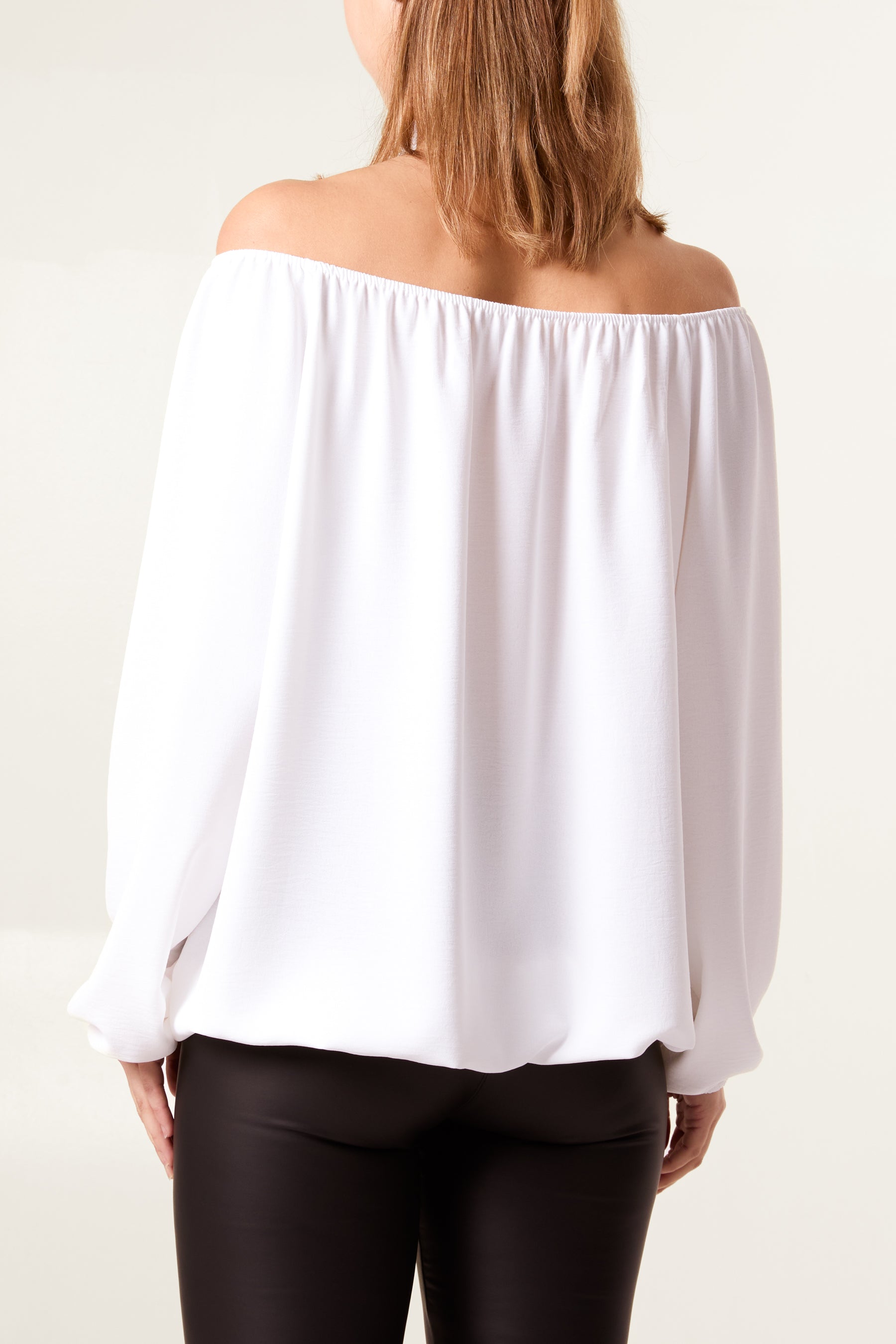 Bow Keyhole Bardot Blouse