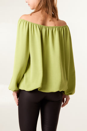 Bow Keyhole Bardot Blouse