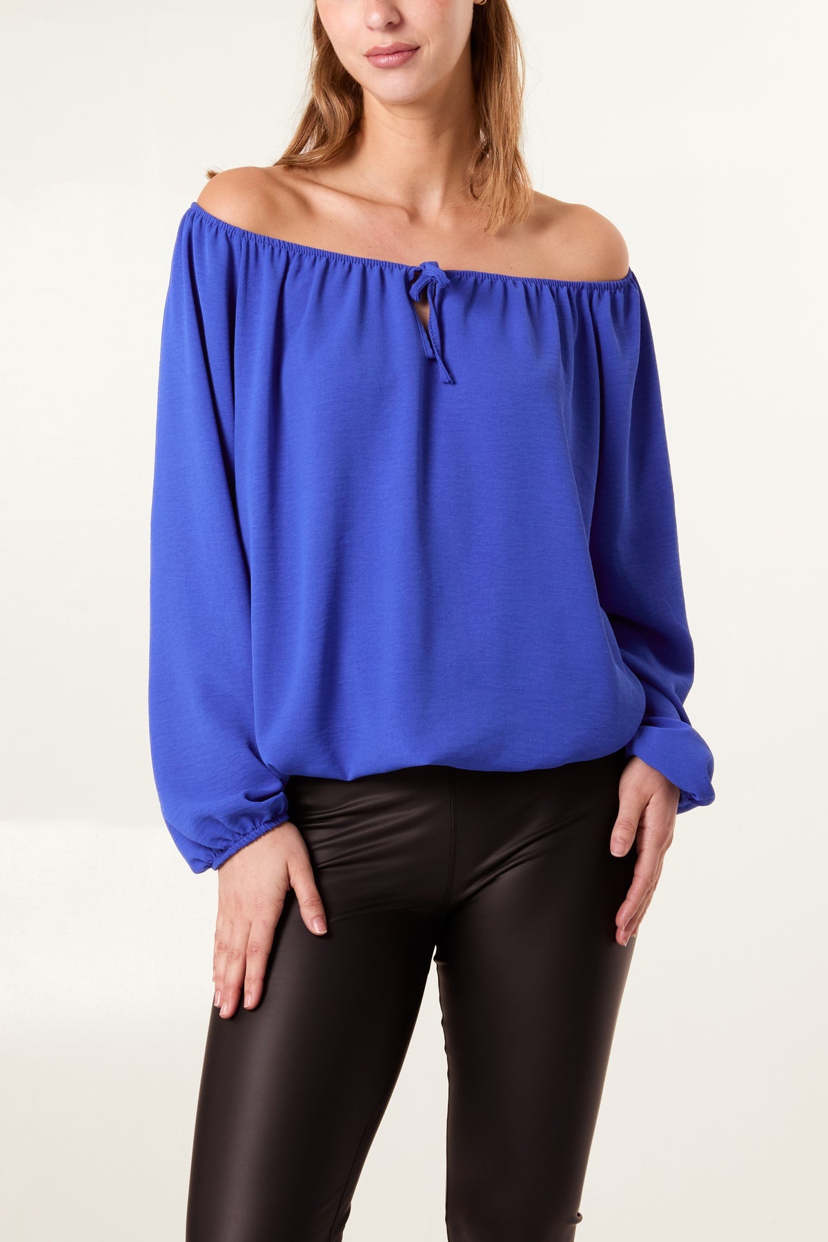 Bow Keyhole Bardot Blouse