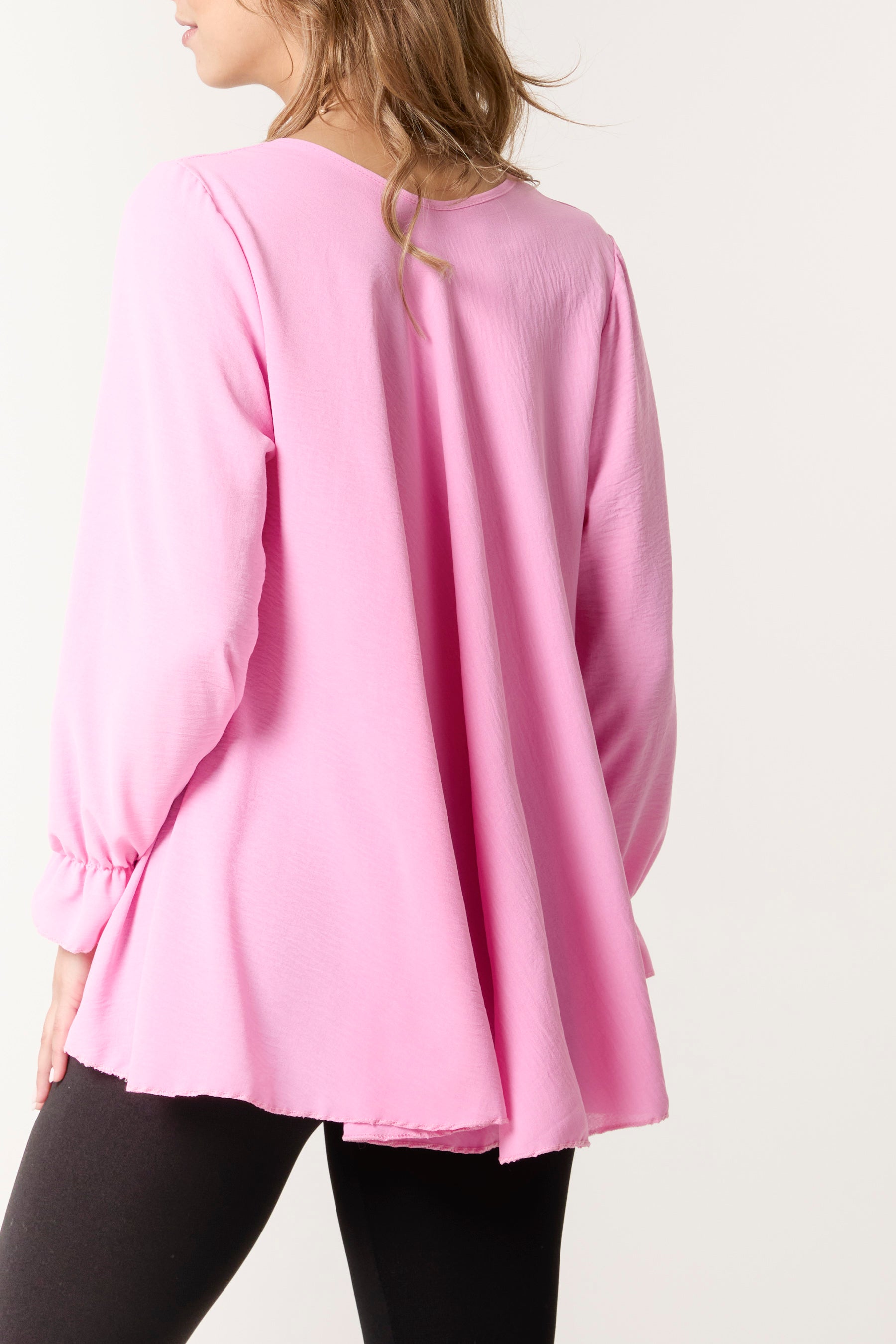 Necklace V-Neck Bell Sleeve Blouse