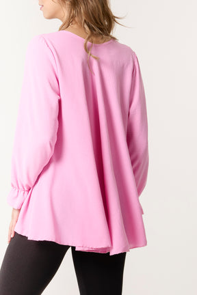 Necklace V-Neck Bell Sleeve Blouse