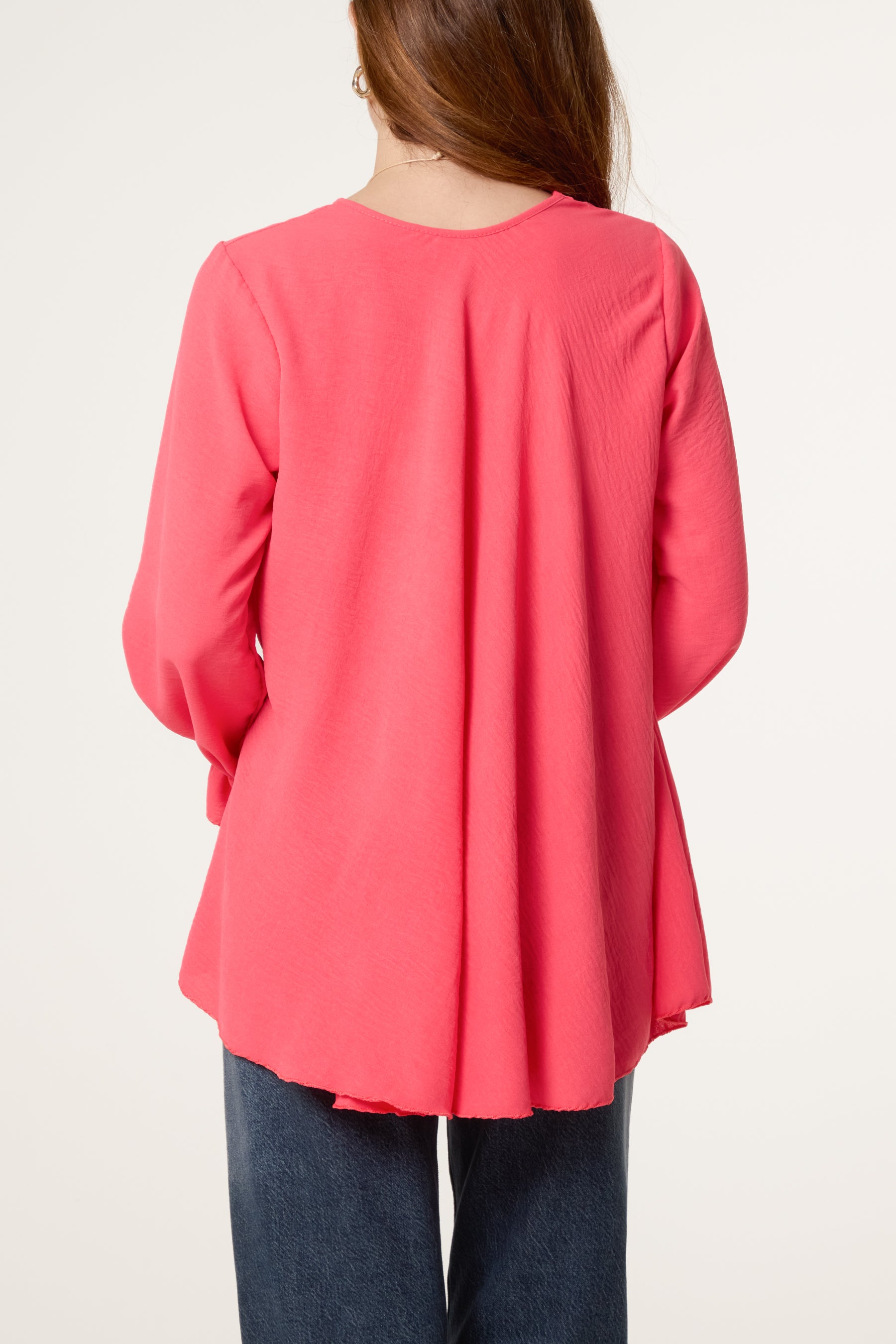 Necklace V-Neck Bell Sleeve Blouse