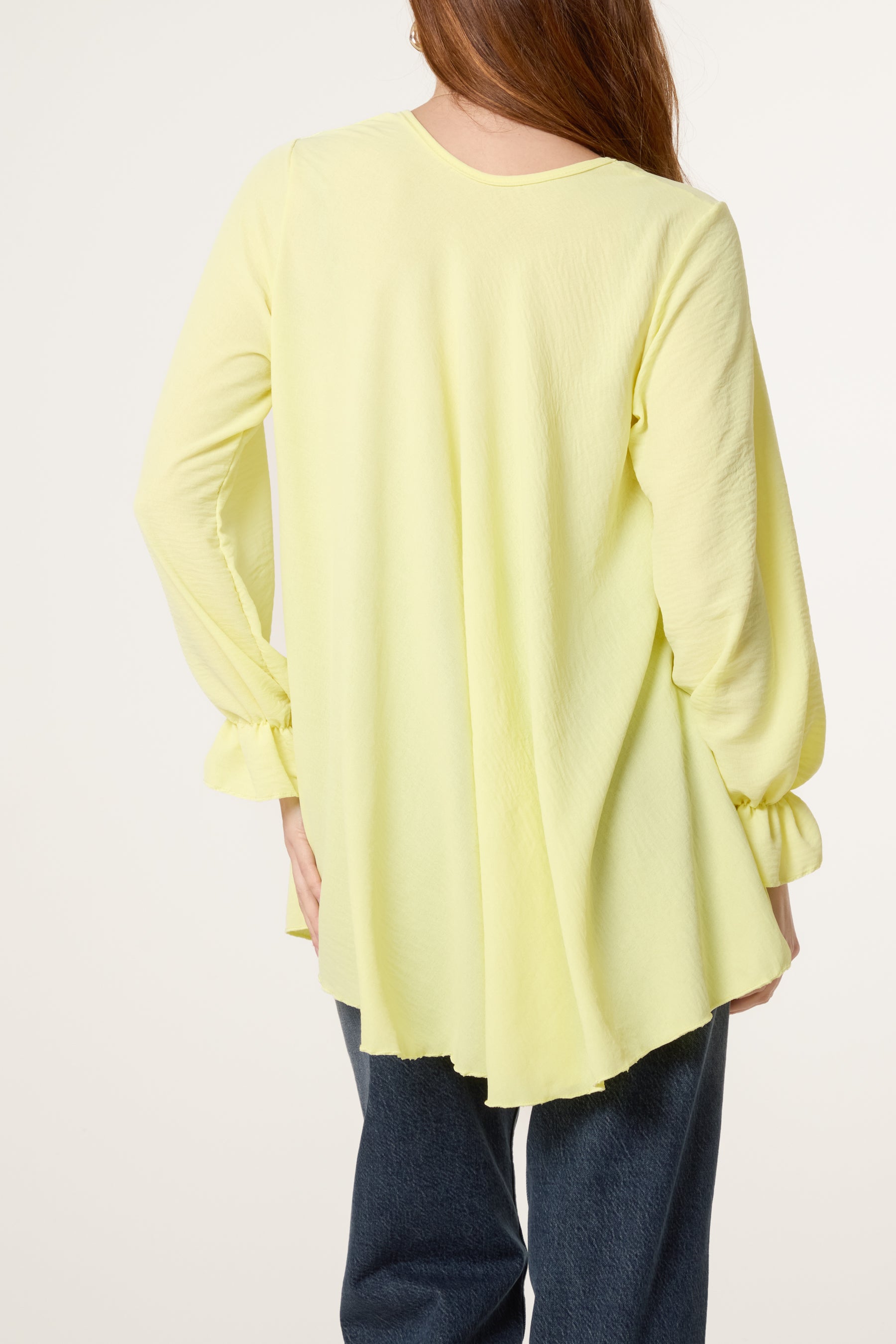 Necklace V-Neck Bell Sleeve Blouse