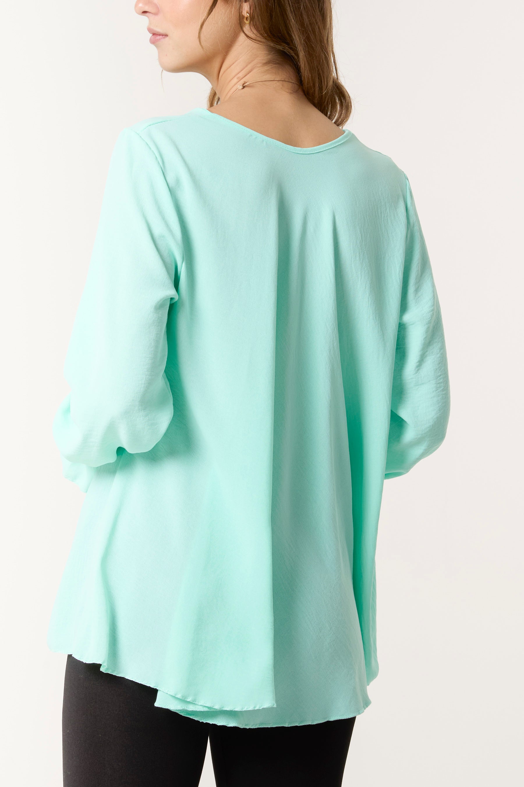 Necklace V-Neck Bell Sleeve Blouse