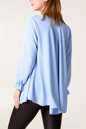 Necklace V-Neck Bell Sleeve Blouse